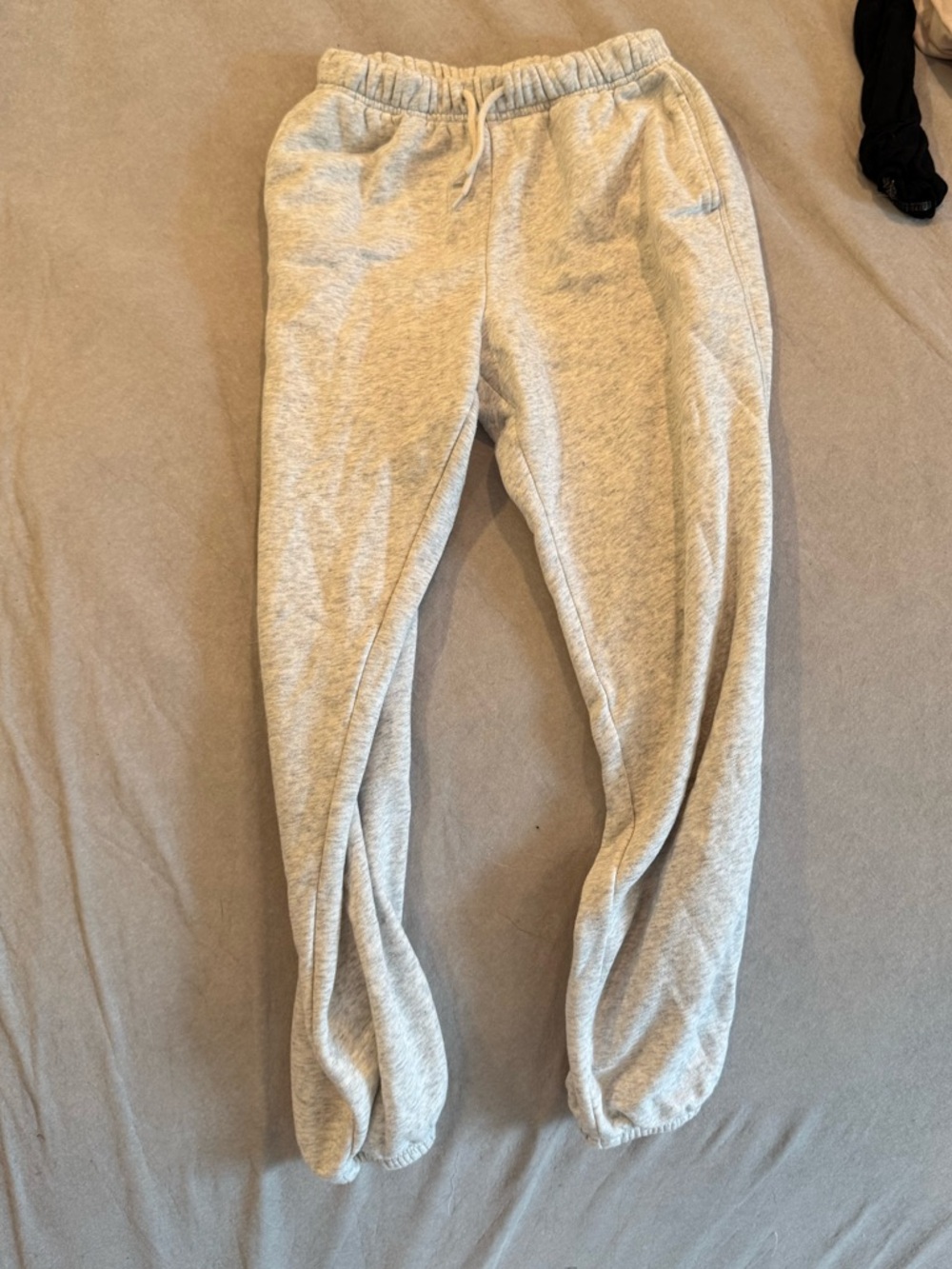 Womens Light Gray Fleece Joggers with Drawstring Waist